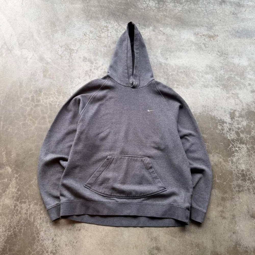 Vintage early 2000's Nike dark grey basic cotton hoodie size XL